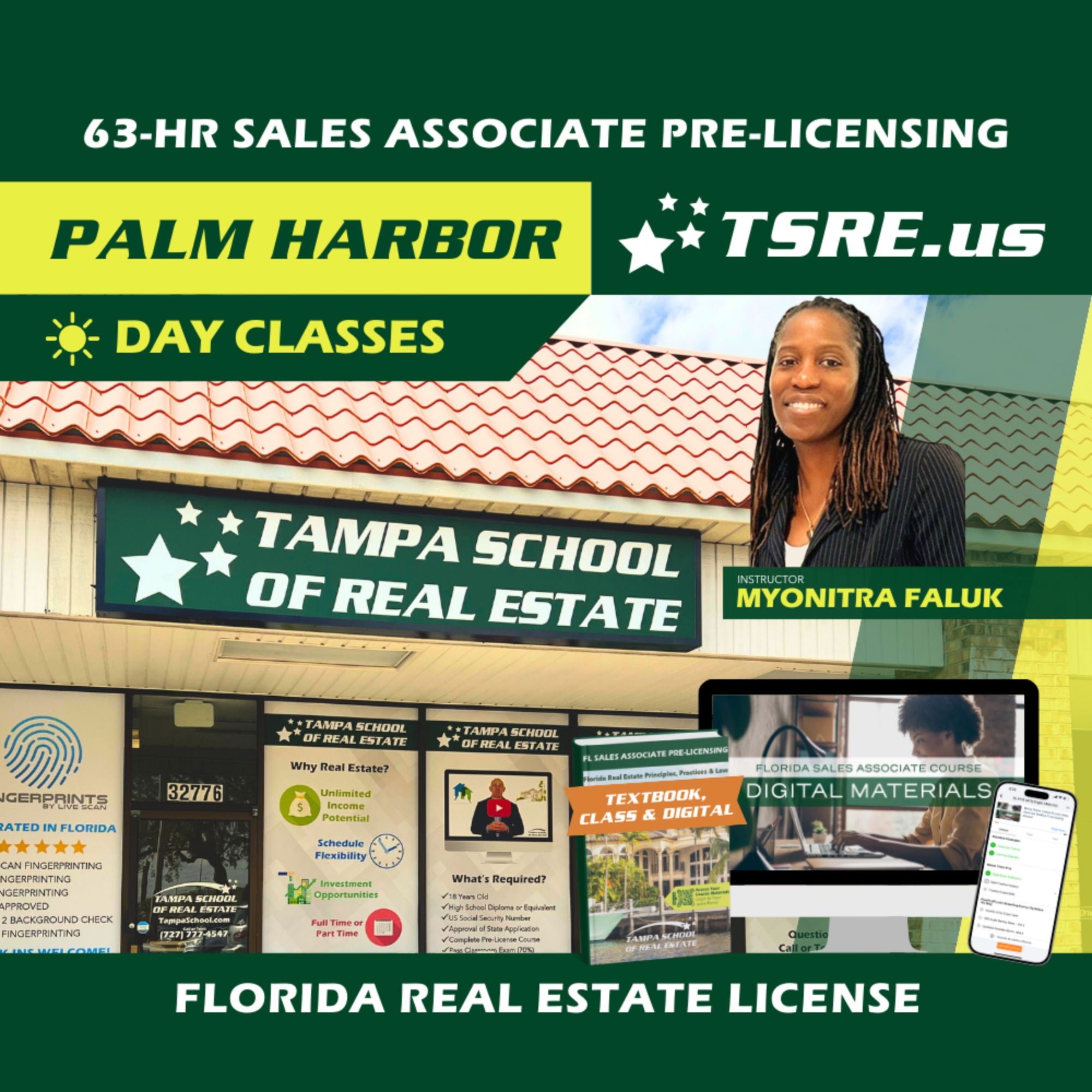 Palm Harbor | Jan 26 8:00am | 63-HR FL Real Estate Classes SLPRE TSRE Palm Harbor | Tampa School of Real Estate Full Tuition 