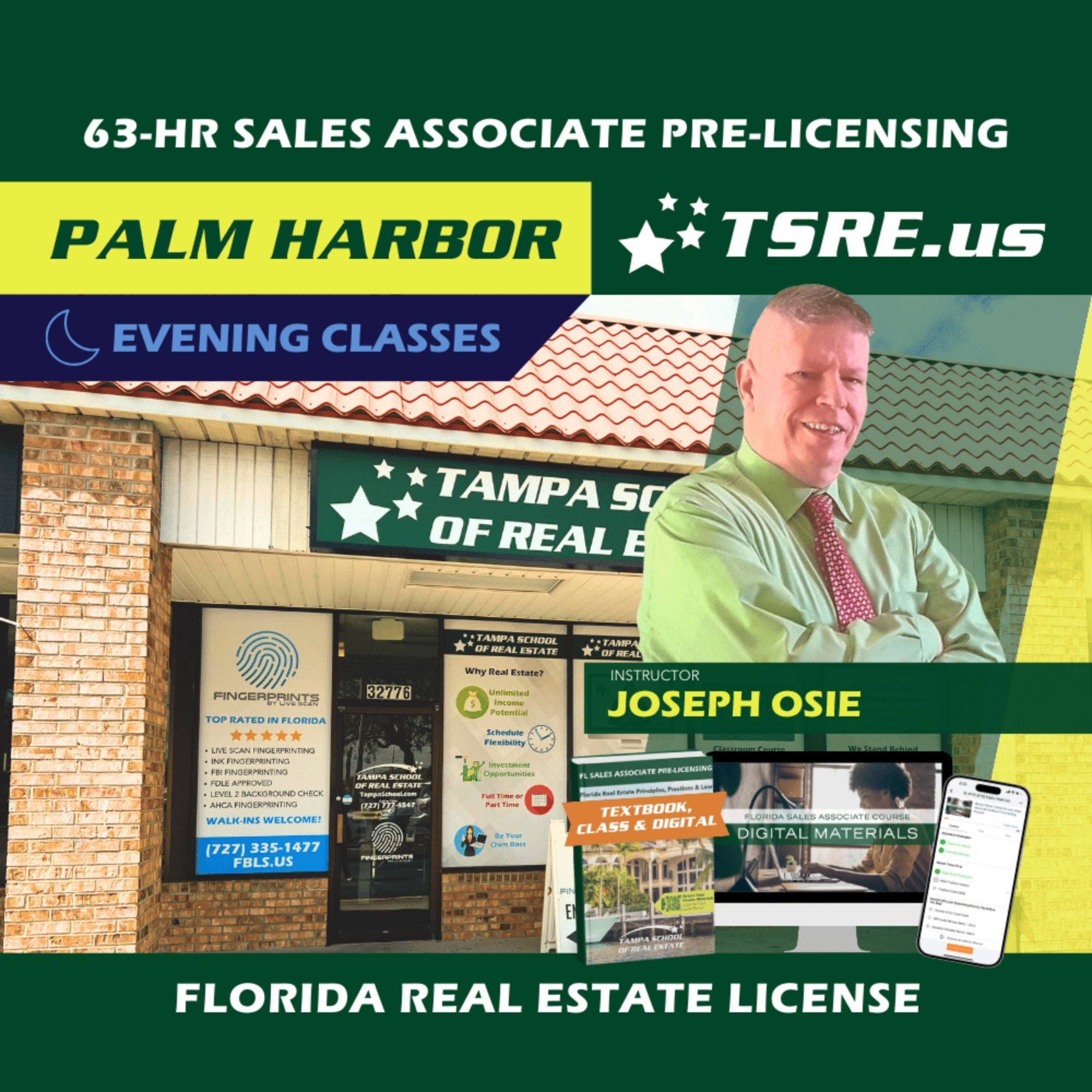 Palm Harbor | Sep 23 6:30pm | 63-HR FL Real Estate Classes SLPRE TSRE Palm Harbor | Tampa School of Real Estate Full Tuition 
