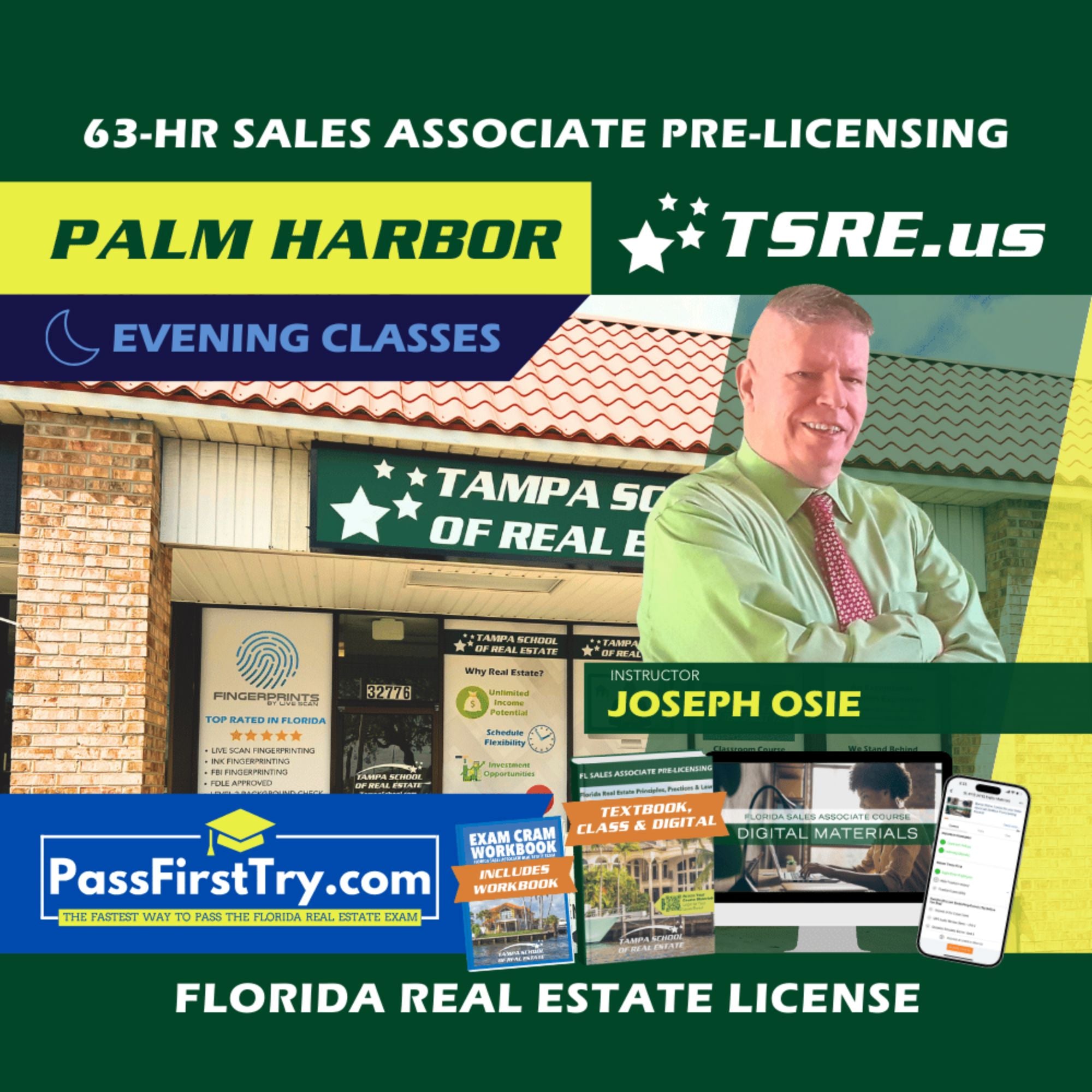 Palm Harbor | Sep 23 6:30pm | 63-HR FL Real Estate Classes SLPRE TSRE Palm Harbor | Tampa School of Real Estate + PassFirstTry.com Study Tools 
