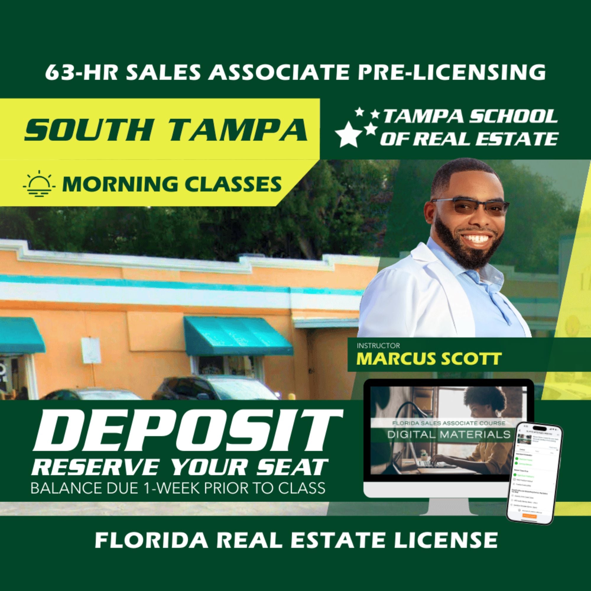 South Tampa | Dec 8 8:00am | 63-HR FL Real Estate Classes SLPRE TSRE South Tampa | Tampa School of Real Estate Deposit - Balance Due Prior to Class 