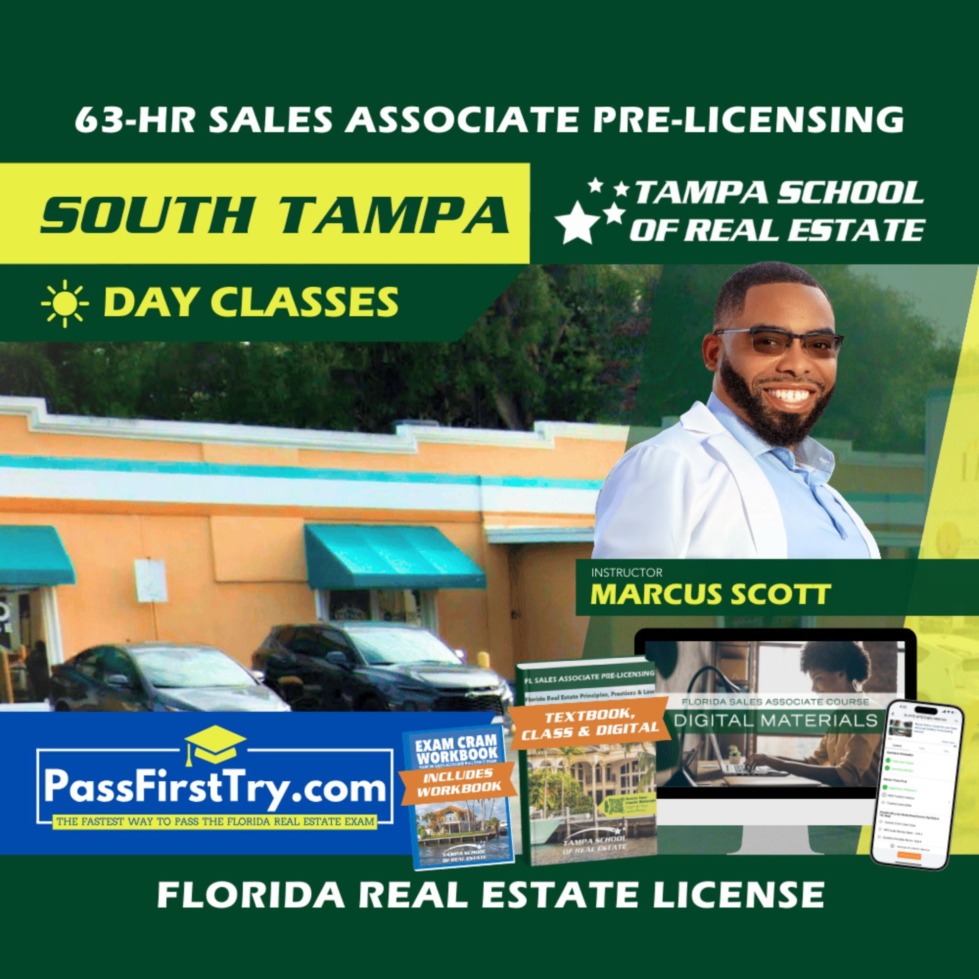South Tampa | Dec 8 8:00am | 63-HR FL Real Estate Classes SLPRE TSRE South Tampa | Tampa School of Real Estate + PassFirstTry.com Study Tools 