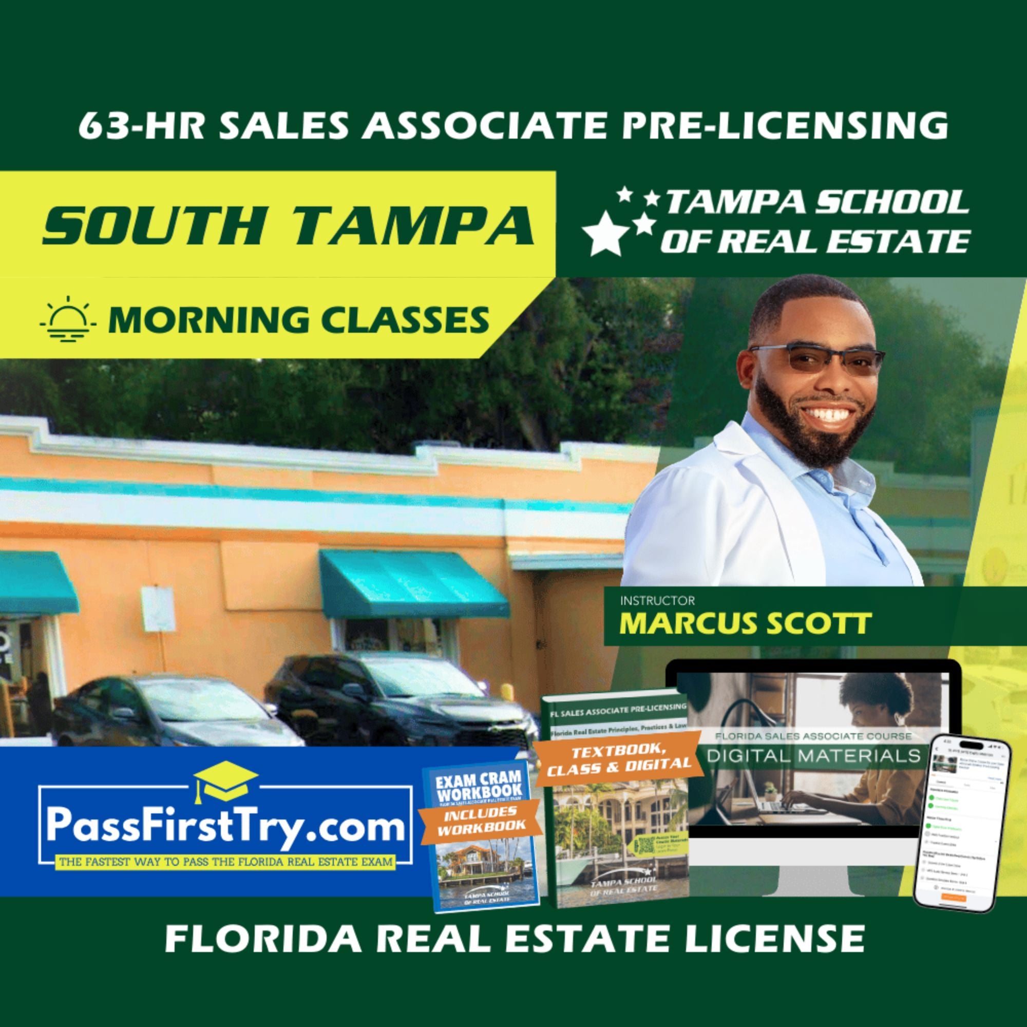 South Tampa | Dec 8 8:00am | 63-HR FL Real Estate Classes SLPRE TSRE South Tampa | Tampa School of Real Estate + PassFirstTry.com Study Tools 
