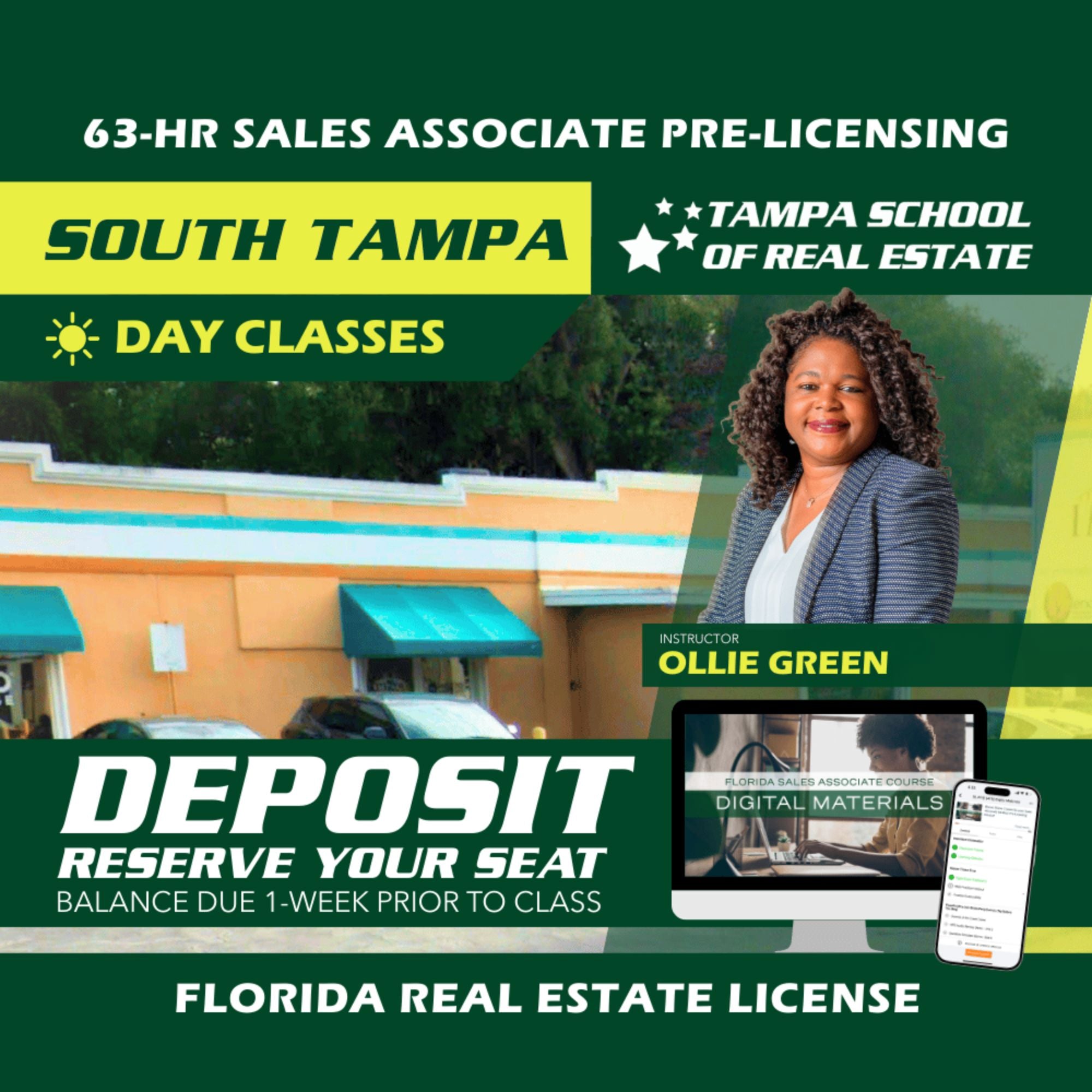 South Tampa | Oct 20 8:30am | 63-HR FL Real Estate Classes SLPRE TSRE South Tampa | Tampa School of Real Estate Deposit - Balance Due Prior to Class 