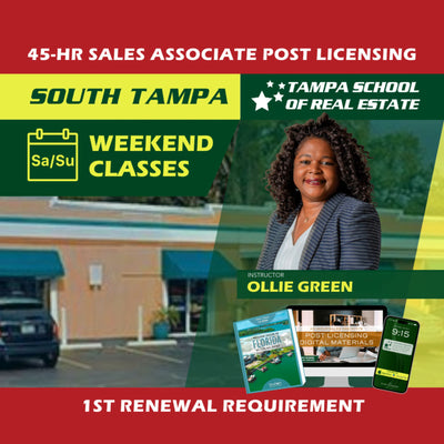 South Tampa | Sep 7 8:30am | 45-HR FL Post Licensing Course SLPOST TSRE South Tampa | Tampa School of Real Estate 