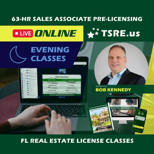 LIVE Online | Sep 18 6:30pm | 63-HR FL Real Estate Classes SLPRE TSRE LIVE Online | Tampa School of Real Estate 