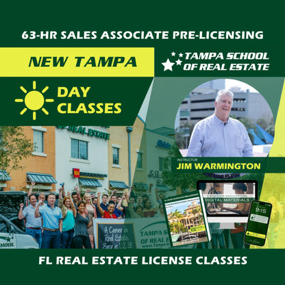 New Tampa | Nov 6 8:30am | 63-HR FL Real Estate Classes SLPRE TSRE New Tampa | Tampa School of Real Estate 